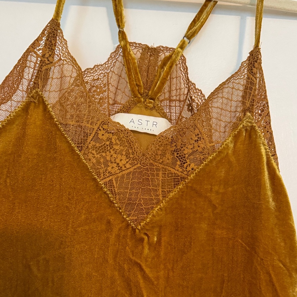 Astr Gold Velvet Tank Top